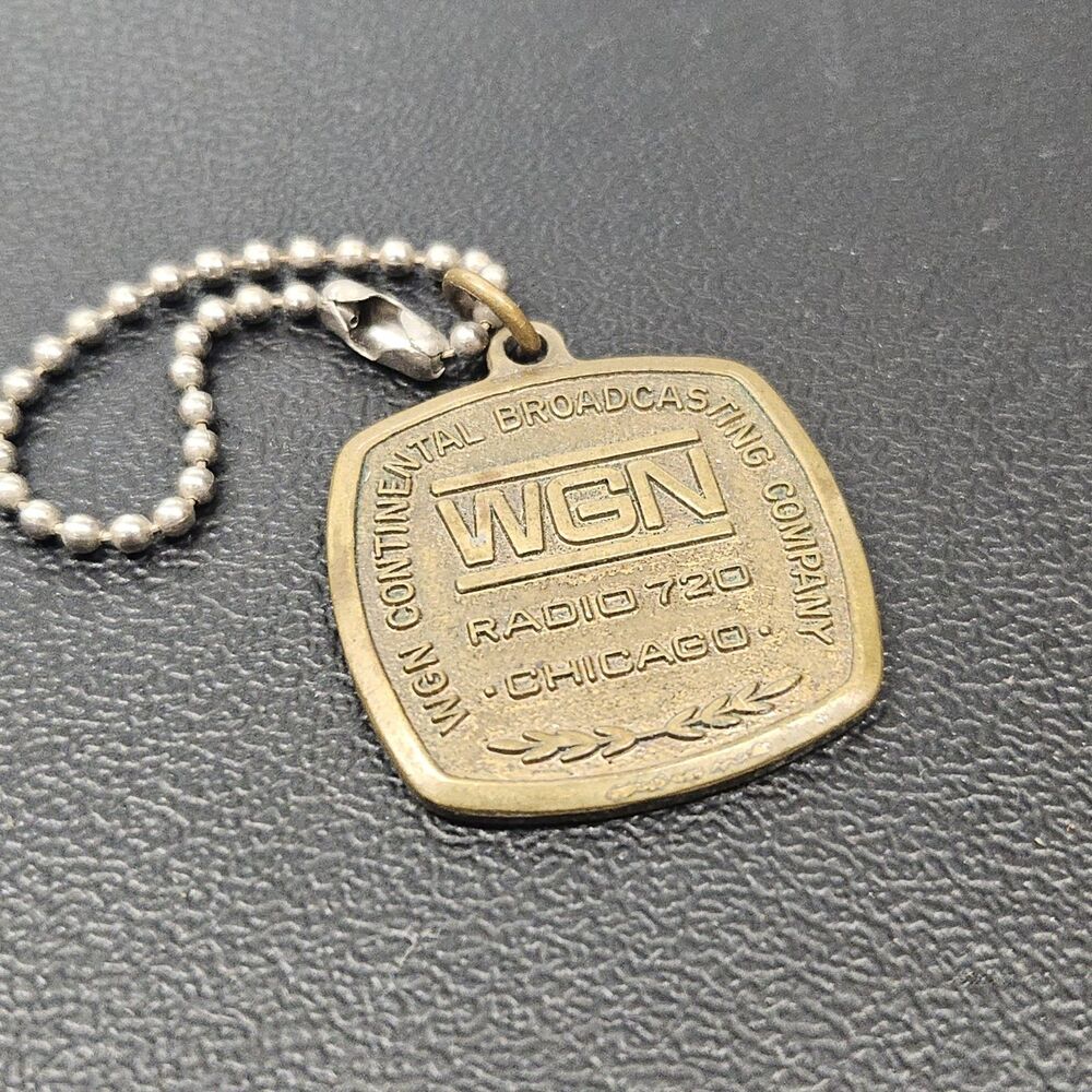 WGN Chicago Radio 720 Television Ch. 9 Keychain Keyring FOB Metal Promo Swag VTG